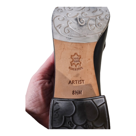 Brighton Classic Leather Shoes Brown with Silver Detail and Croc Detail Size 8.5 - Picture 4 of 9